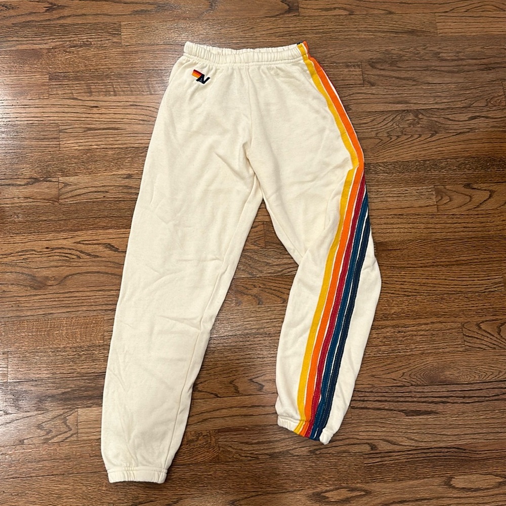 Aviator Nation 5 Stripe Sweatpants Color: Vintage White (Cream) Size: XS